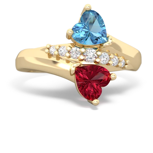 blue topaz-lab ruby modern ring
