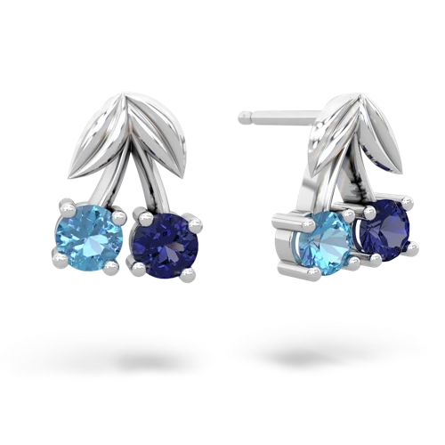blue topaz-lab sapphire cherries earrings
