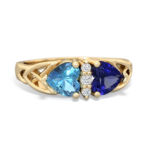 blue topaz-lab sapphire celtic ring