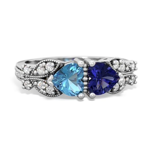 blue topaz-lab sapphire keepsake butterfly ring