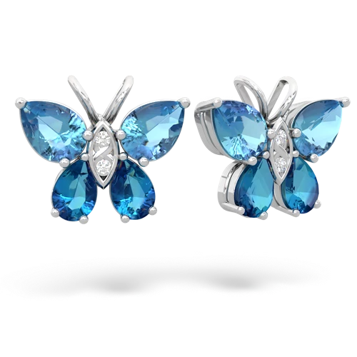 blue topaz-london topaz butterfly earrings