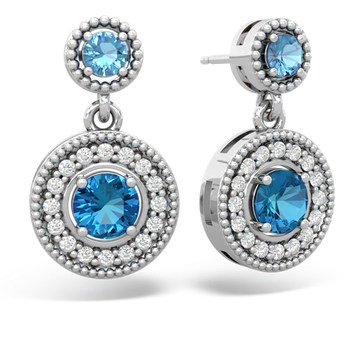 blue topaz-london topaz halo earrings