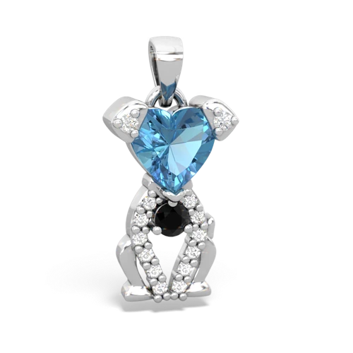blue topaz-onyx birthstone puppy pendant