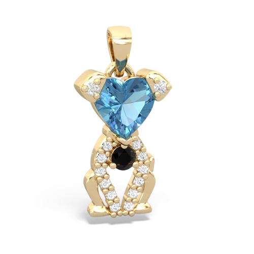 blue topaz-onyx birthstone puppy pendant