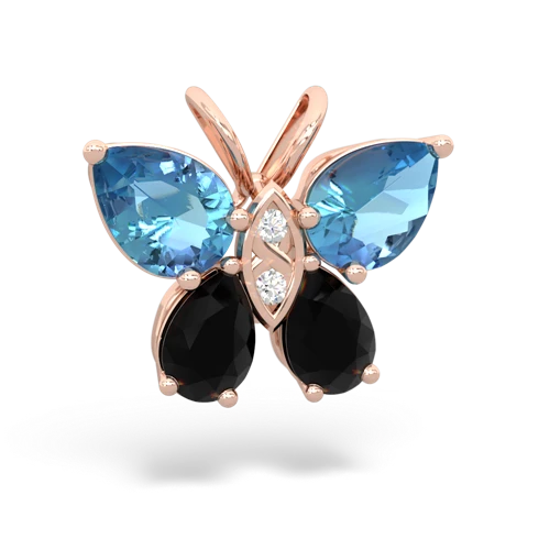 blue topaz-onyx butterfly pendant