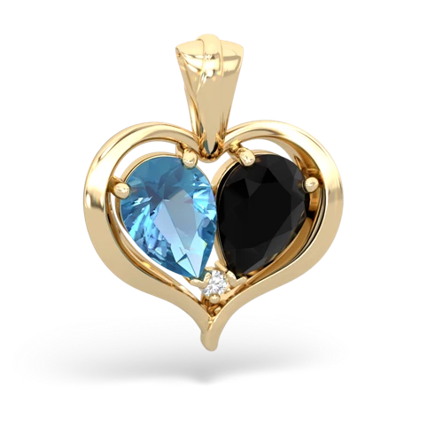 blue topaz-onyx half heart whole pendant