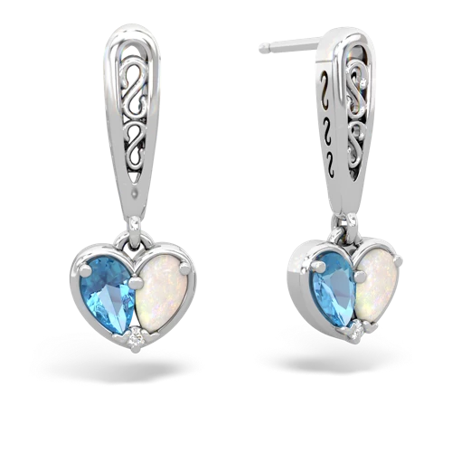 blue topaz-opal filligree earrings