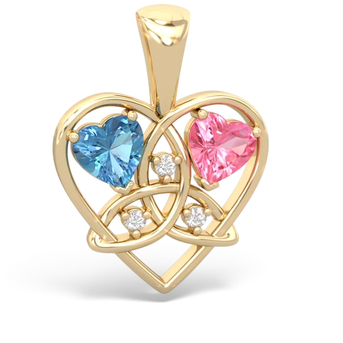 blue topaz-pink sapphire celtic heart pendant