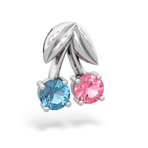 blue topaz-pink sapphire cherries pendant