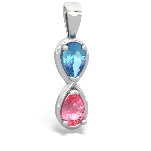blue topaz-pink sapphire infinity pendant