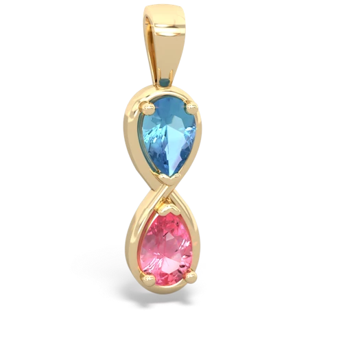 blue topaz-pink sapphire infinity pendant