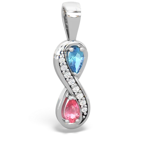 blue topaz-pink sapphire keepsake infinity pendant