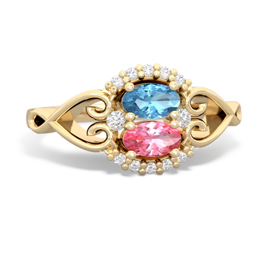 blue topaz-pink sapphire antique keepsake ring