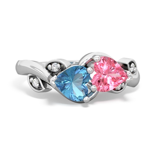 blue topaz-pink sapphire floral keepsake ring