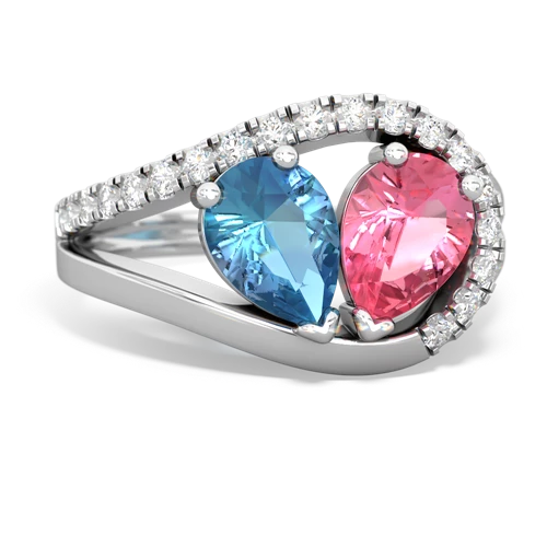 blue topaz-pink sapphire pave heart ring