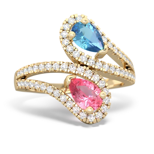 blue topaz-pink sapphire pave swirls ring