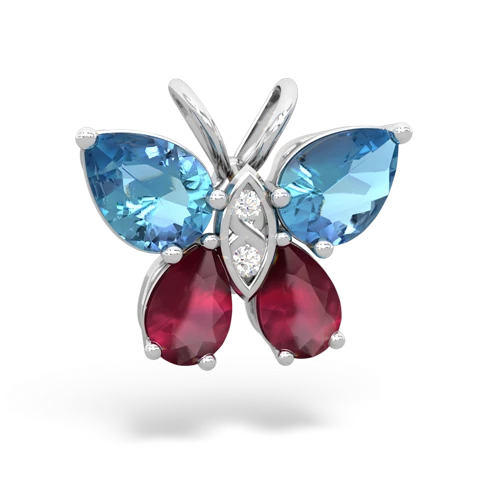blue topaz-ruby butterfly pendant