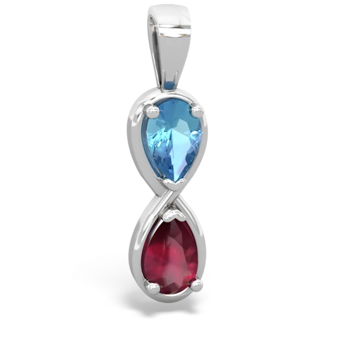 blue topaz-ruby infinity pendant
