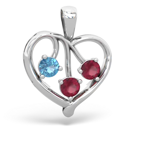 blue topaz-ruby love heart pendant