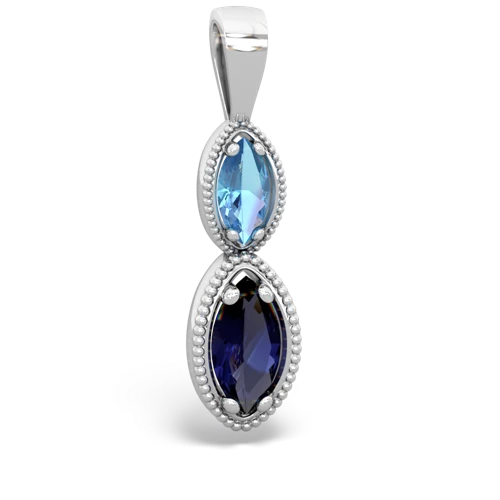 blue topaz-sapphire antique milgrain pendant