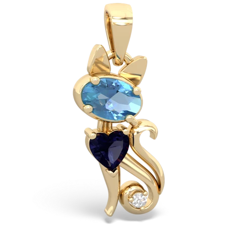 blue topaz-sapphire kitten pendant
