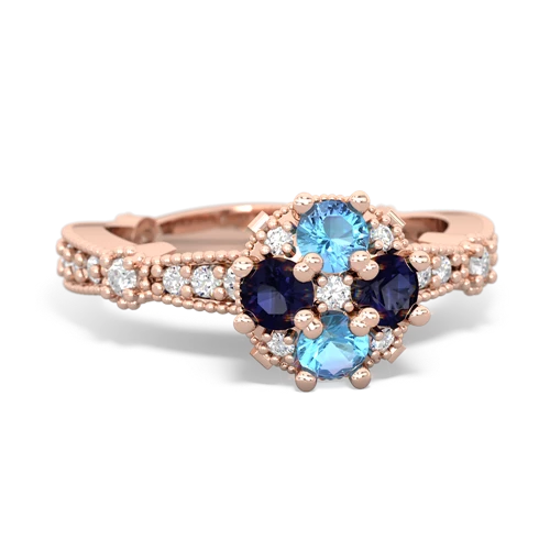blue topaz-sapphire art deco engagement ring