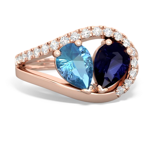 blue topaz-sapphire pave heart ring