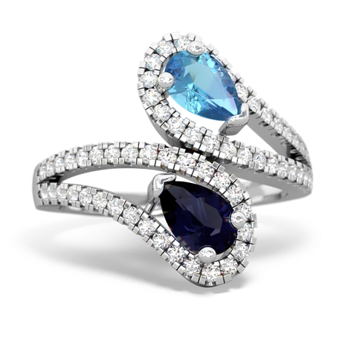 blue topaz-sapphire pave swirls ring