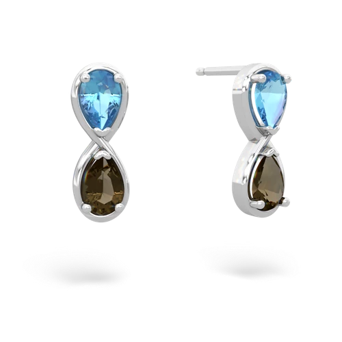 blue topaz-smoky quartz infinity earrings