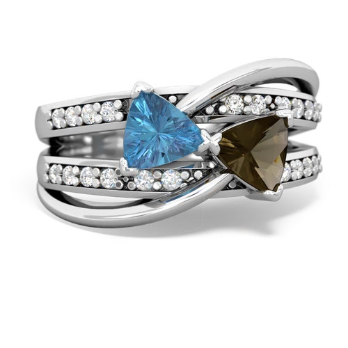 blue topaz-smoky quartz couture ring