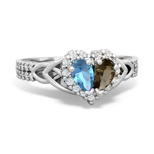 blue topaz-smoky quartz keepsake engagement ring