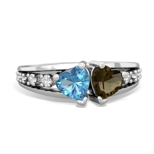 blue topaz-smoky quartz modern ring