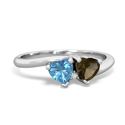 blue topaz-smoky quartz sweethearts promise ring