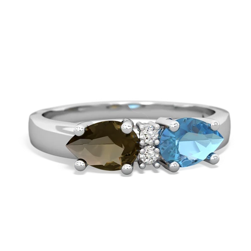 blue topaz-smoky quartz timeless ring