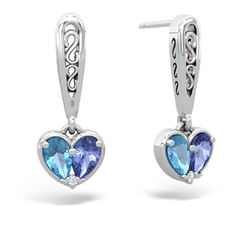 blue topaz-tanzanite filligree earrings