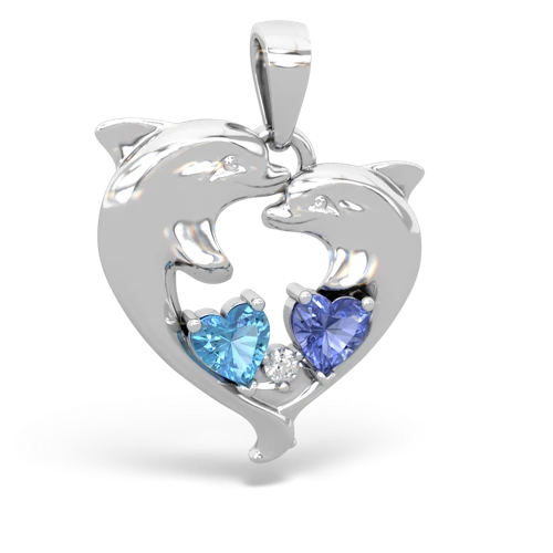 blue topaz-tanzanite dolphins pendant