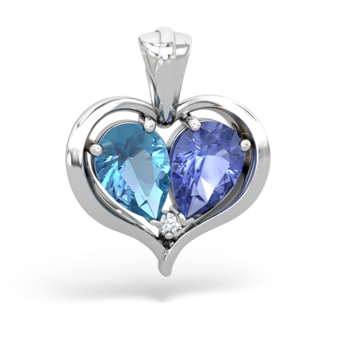 blue topaz-tanzanite half heart whole pendant