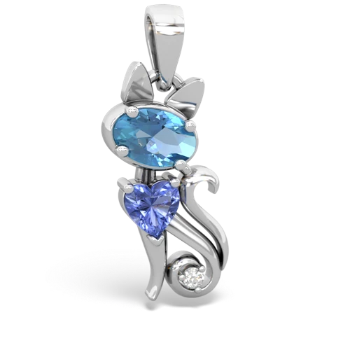 blue topaz-tanzanite kitten pendant
