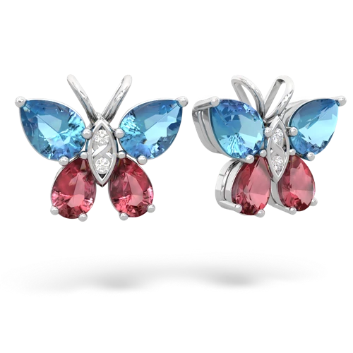 blue topaz-tourmaline butterfly earrings