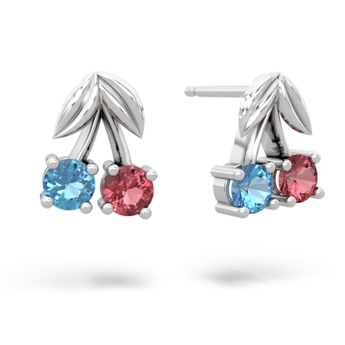 blue topaz-tourmaline cherries earrings
