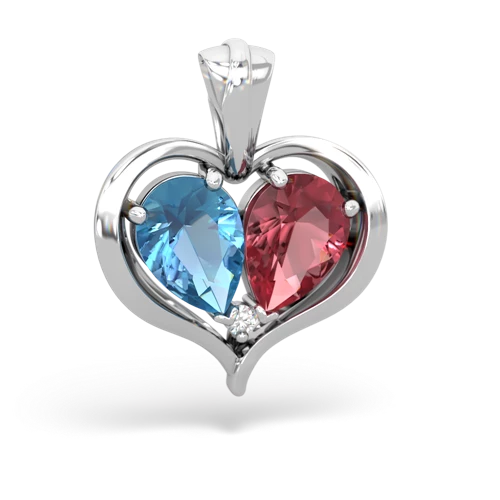 blue topaz-tourmaline half heart whole pendant