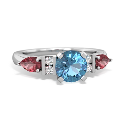blue topaz-tourmaline engagement ring
