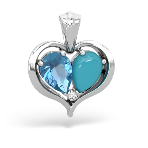 blue topaz-turquoise half heart whole pendant