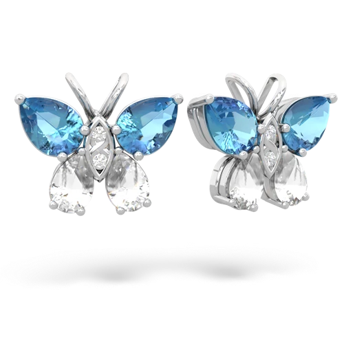 blue topaz-white topaz butterfly earrings