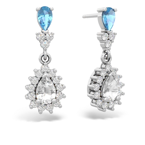 blue topaz-white topaz dangle earrings