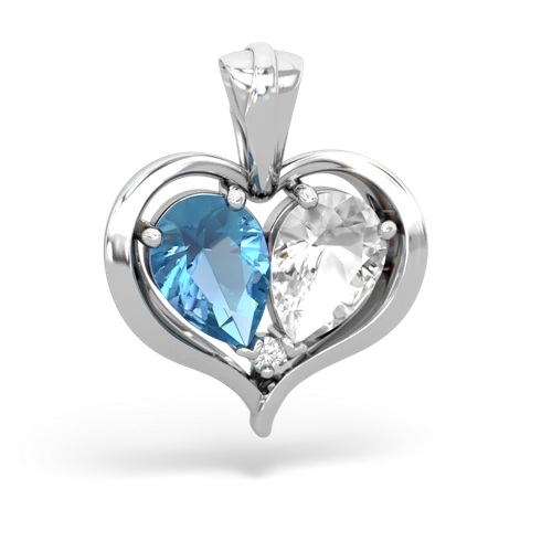 blue topaz-white topaz half heart whole pendant