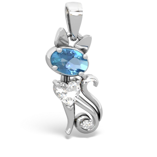 blue topaz-white topaz kitten pendant