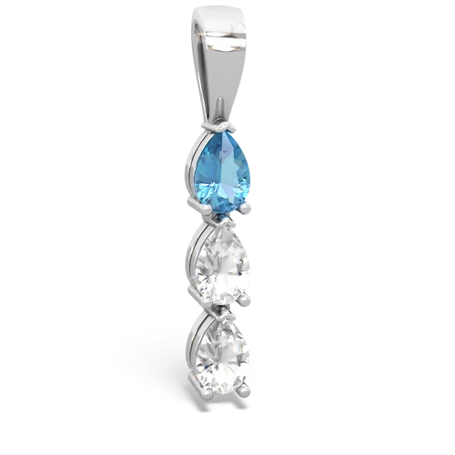 blue topaz-white topaz three stone pendant