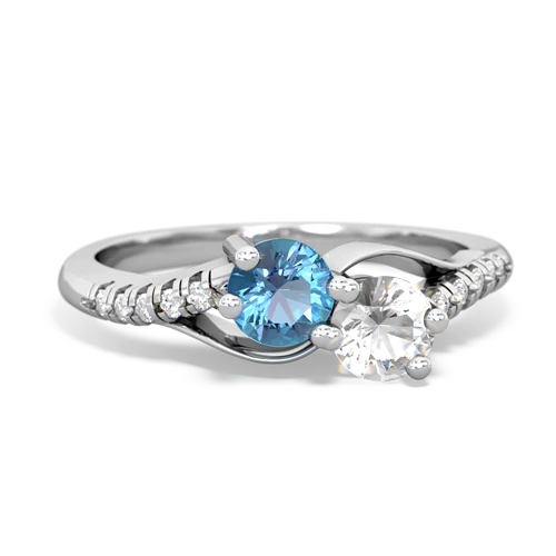 blue topaz-white topaz two stone infinity ring