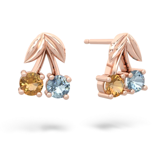 citrine-aquamarine cherries earrings